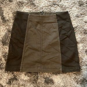 Free People 2-Tone Olive Green Denim Mini Skirt
